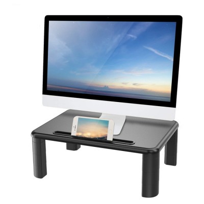 Black Wooden Desktop Screen Support Raising Monitor Stand Laptop PC Computer Monitor Riser Organizer