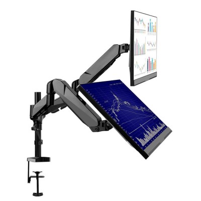 360 Degrees Rotating Screen Desk Mount Gas Spring Dual Monitor Computer Bracket Holder