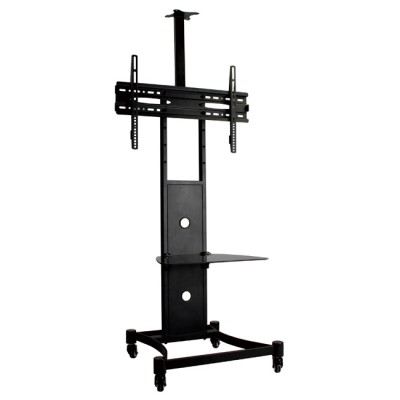 Black Motorized lifting large monitor TV display mobile cart tv mount bracket LED Mobile Stand with Wheels