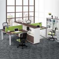 ISO9001 Wooden Office Furniture Table Design 4 Seat Cubicle Office Workstation